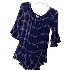 Beach Lunch Lounge Plaid Off the Shoulder Top (NWT)